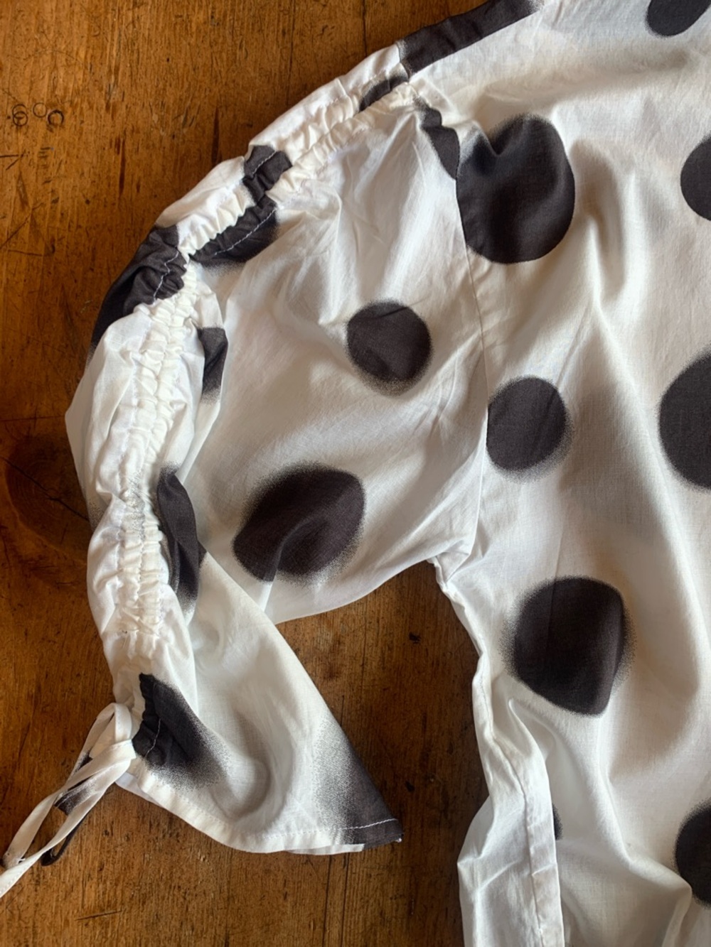 Polka Dot Women's Blouse - Black and White - Picture 6 of 16